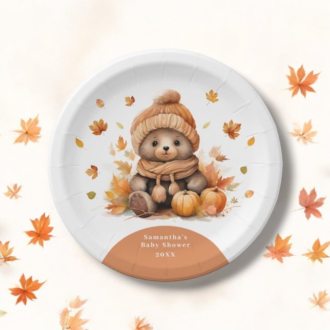 Assiettes En Carton Teddy Bear Fall In Love Automne Citrouille (Créateur téléchargé)