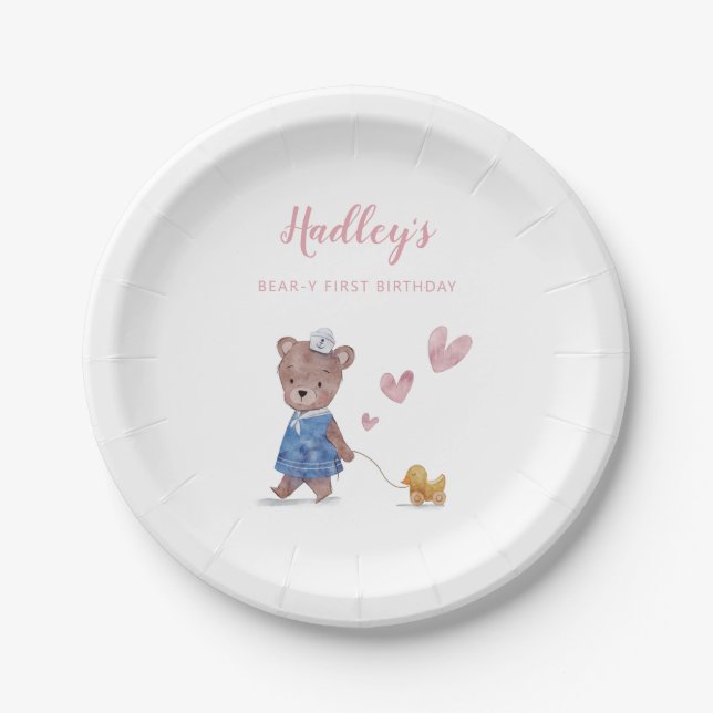 Assiettes En Carton Teddy Bear Girl Birthday Party (Devant)