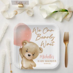 Assiettes En Carton Teddy Bear Pink Nous Pouvons Bearly Wait Baby show