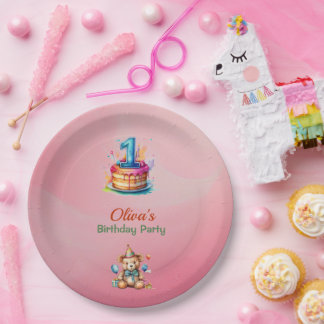 Assiettes En Carton Teddy Bear Whimsical 1er Plaques Papier Anniversai