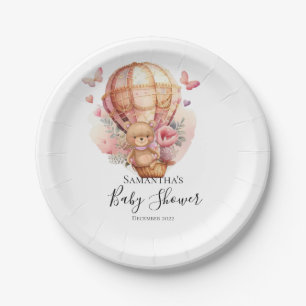 Assiettes En Carton Teddy Girl Foral air chaud Balloon rose