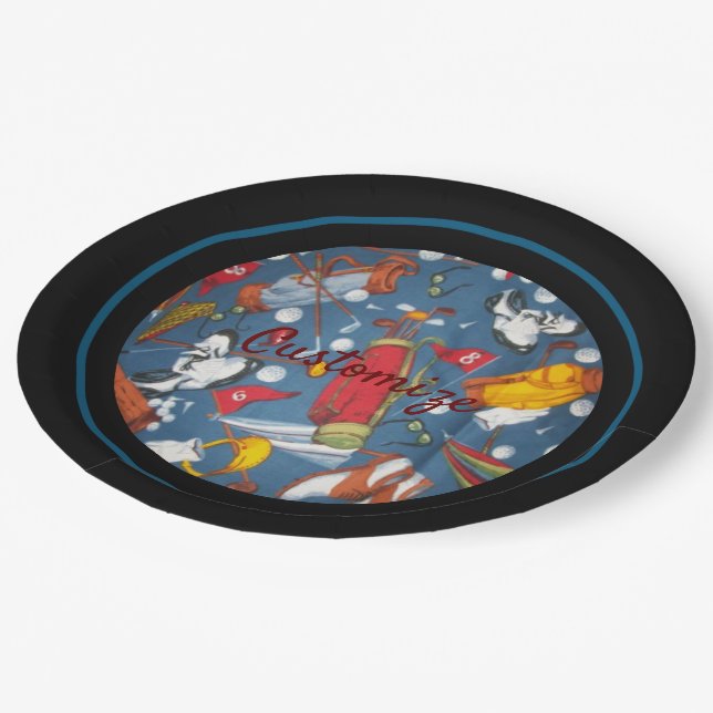 Assiettes En Carton Tee Time Golf Motif 2 (Angle)