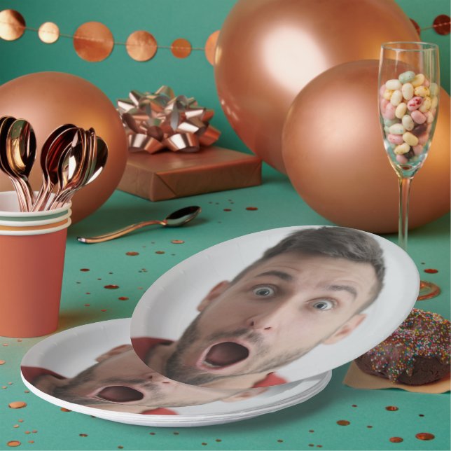 Assiettes En Carton Téléchargement de la photo Selfie | Votre Fun Face (Multi)