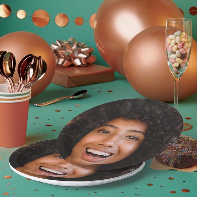 Assiettes En Carton Téléchargement de la photo Selfie | Votre Fun Face (Multi)