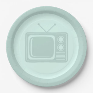 Assiettes En Carton Télévision Retro COULEUR PERSONNALISÉE Télévi