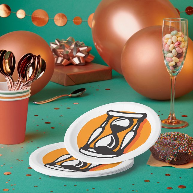 Assiettes En Carton Temps minimal Rétro Horververre (Créateur téléchargé)