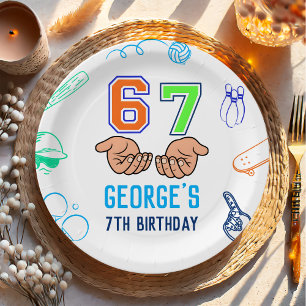 Assiettes En Carton Tendance de mème de sport 6 7 Six Sept Fête d'anni