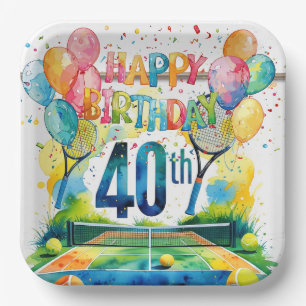 Assiettes En Carton Tennis 40e Anniversaire balle de tennis et nombre
