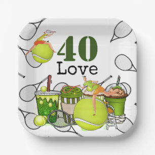 Assiettes En Carton Tennis 40e Anniversaire balle de tennis numéro amo