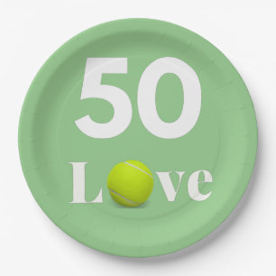 Assiettes En Carton Tennis 50ème Anniversaire avec texte AMOUR
