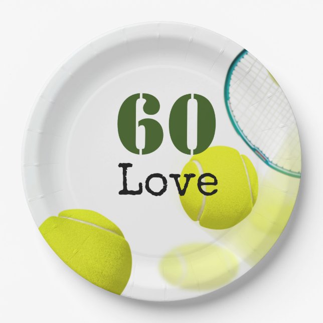 Assiettes En Carton Tennis 60e Anniversaire balle de tennis numéro amo (Devant)