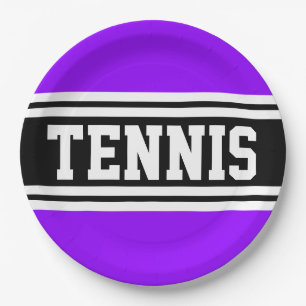 Assiettes En Carton TENNIS Amusant Gras Bandes de course Violettes Noi