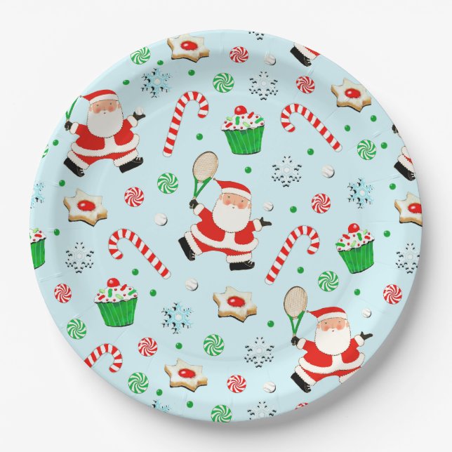 Assiettes En Carton Tennis Christmas Party (Devant)