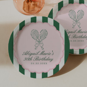 Assiettes En Carton Tennis de Raquette Courtside Country Club Annivers