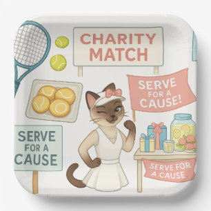 Assiettes En Carton Tennis Fund Raiser pour les Amoureux de les chats