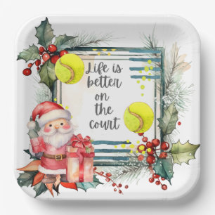 Assiettes En Carton Tennis Life est mieux sur le court Noël fête