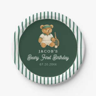 Assiettes En Carton Tennis Preppy Bear 1er anniversaire