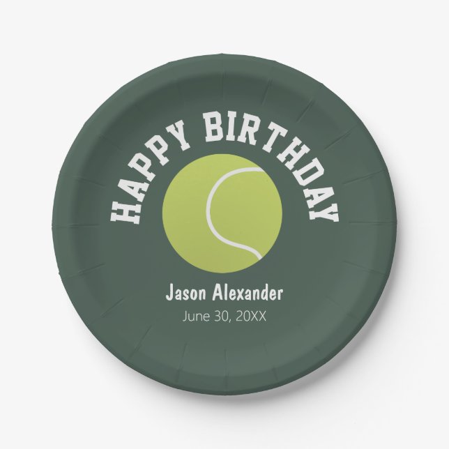Assiettes En Carton Tennis Thème Anniversaire Fête Plaques Papier Vais (Devant)