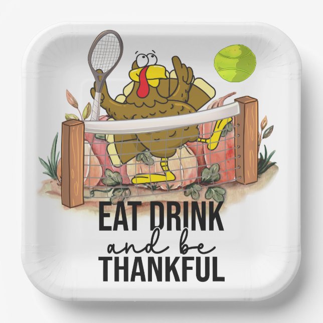 Assiettes En Carton Tennis Turquie Thanksgiving drôle dessin animé mig (Recto)