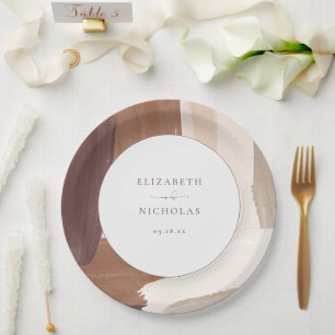Assiettes En Carton Terracotta Épicée Moderne Mariage Monogramme