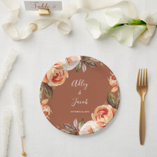 Assiettes En Carton Terracotta Fall Boho Floral Mariage