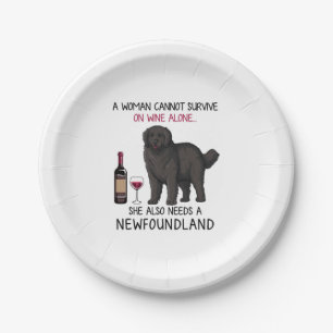 Assiettes En Carton Terre-Neuve et le vin Drôle chien