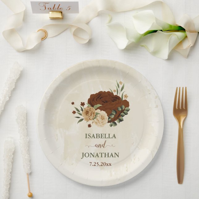 Assiettes En Carton terre terre terre ton mariage floral (Mariage)