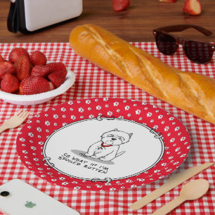 Assiettes En Carton Terrier blanc de l'Ouest de l'Ouest de l'Ouest de