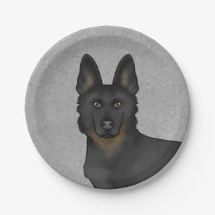 Assiettes En Carton Tête de chien mignonne Bi-Black Berger Allemand Gr