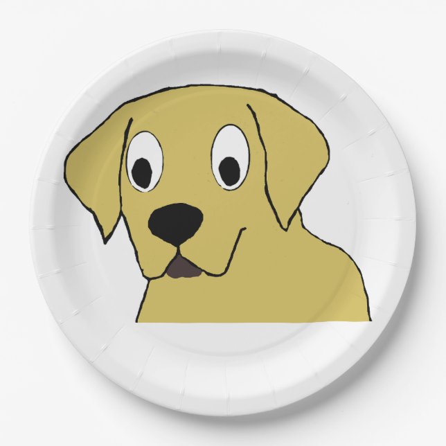 Assiettes En Carton Tête de dessin de laboratoire jaune LR (Devant)