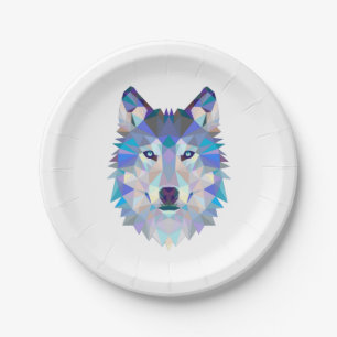 Assiettes En Carton Tête de loup polygonale géométrique
