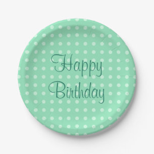 Assiettes En Carton Texte Joyeux Anniversaire Points Rustique Vert Men
