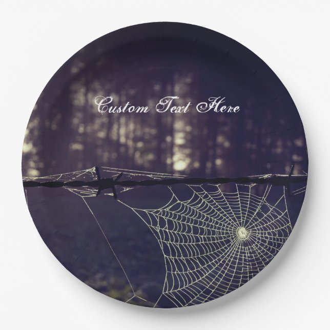 Assiettes En Carton Texte personnalisé/ Automne Forêt Éffrayante Dépla (Devant)