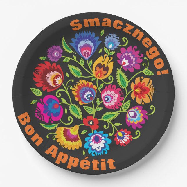 Assiettes En Carton Texte personnalisé Composition du folklore polonai (Devant)