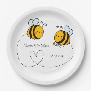 Assiettes En Carton Texte personnalisé Happy Love Bees