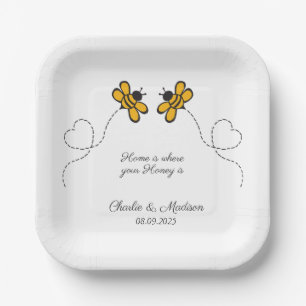 Assiettes En Carton Texte personnalisé Happy Love Bees