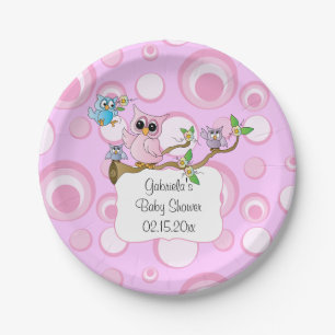 Assiettes En Carton Texte rose du thème do-it-yourself de douche du