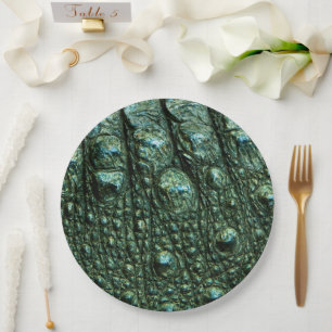 Assiettes En Carton Texture de la peau de l'alligator vert