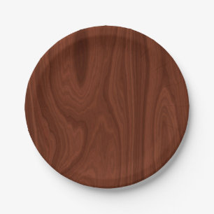 Assiettes En Carton Texture en bois rouge foncé