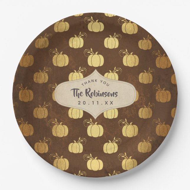 Assiettes En Carton Thankesgiving Gold Foil (Devant)