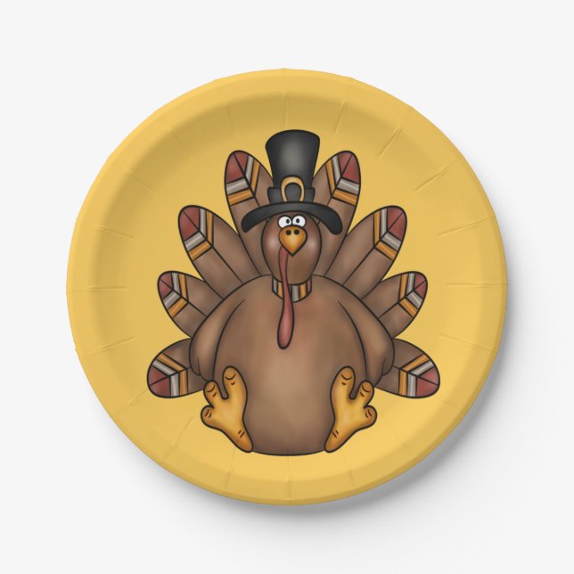 Assiettes En Carton Thankesgiving Tom Turkey Holiday (Devant)