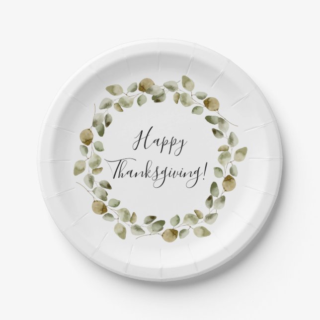 Assiettes En Carton Thankgiving Eucalyptus Wreath (Devant)