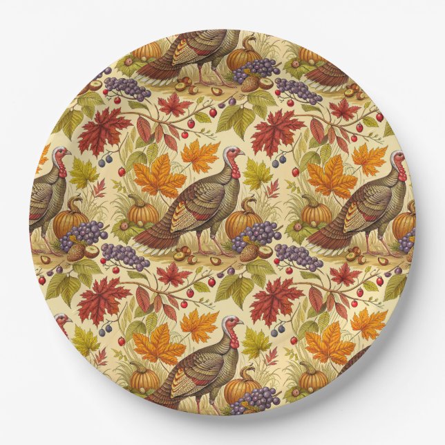 Assiettes En Carton Thanksgiving Abundance (Devant)