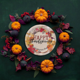 Assiettes En Carton Thanksgiving Autumn Wreath With Assorted Foliage