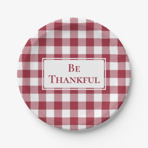 Assiettes En Carton Thanksgiving blanc En vichy blanc bordeaux