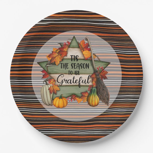 Assiettes En Carton Thanksgiving Collection d'automne tendance (Devant)