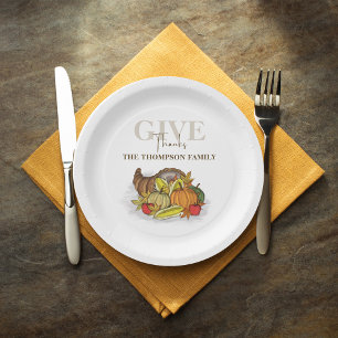Assiettes En Carton Thanksgiving Cornucopia Élégant Donner Merci Autom