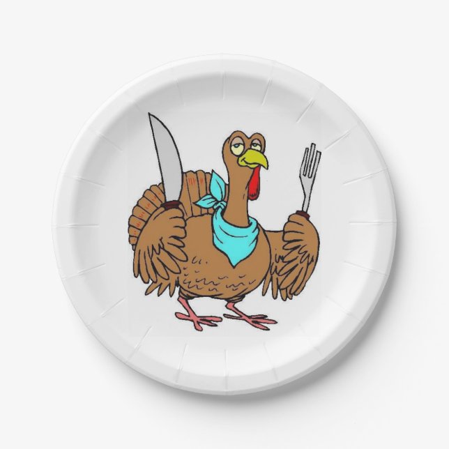 Assiettes En Carton Thanksgiving drôle Turquie (Devant)