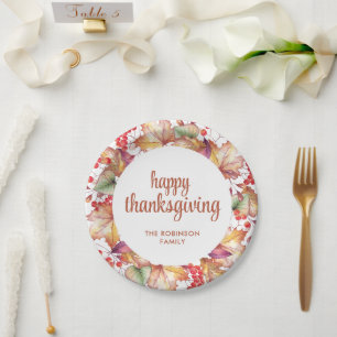 Assiettes En Carton Thanksgiving Fall Colour Floral Wreath