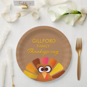 Assiettes En Carton Thanksgiving familial personnalisé